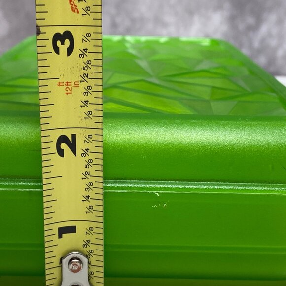 Green Thingamabox Pencil School Box Geometric Texture Lid USA Made - Picture 14 of 14